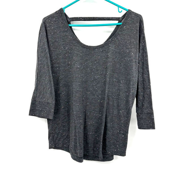 Juicy Couture size small gray sparkly half sleeve curved hem top‎ - Picture 1 of 5